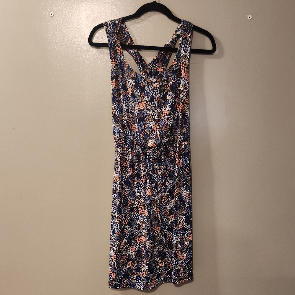 Kaileigh Blue and Pink Spotted Cross Back Sundress